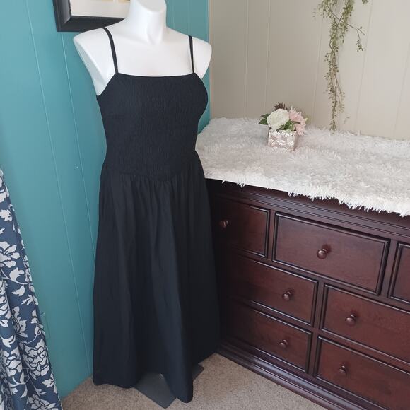 Summer Maxi Dress Casual Boho Sleeveless Spaghetti Strap Smocked Tiered L - Picture 1 of 8